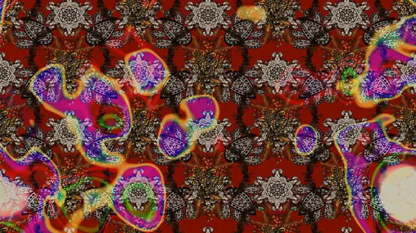 Raster. Düz Çiçek Elementleri Tasarımı. Renkli Bahar Teması çizim şablonu.