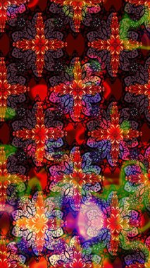 Raster illüstrasyonu. Küçük çiçekteki sevimli çiçek deseni. Kırmızı ve kahverengi renkte çiçekler.