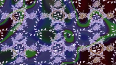 Asya tekstil tarzında. Güzel kumaş deseni. Çiçek desenli çizim. Renkli Bahar Teması eskiz kalıbı. Raster illüstrasyonu. Düz Çiçek Elementleri Tasarımı.