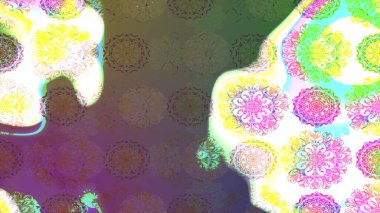 Hediye ambalaj kağıdı, tebrik kartları, posterler ve pankart tasarımı. Raster düz çiçek çizim deseni. Kahverengi ve yeşil renkte çiçekler.