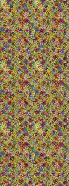 Yumuşak, yeşil ve kahverengi renklerde bahar çiçekleri. Raster illüstrasyonu. Yaprak ve çiçeklerin suluboya resmi, yeşil ve kahverengi renklerde kusursuz desen.