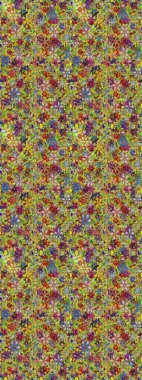 Yumuşak, yeşil ve kahverengi renklerde bahar çiçekleri. Raster illüstrasyonu. Yaprak ve çiçeklerin suluboya resmi, yeşil ve kahverengi renklerde kusursuz desen.