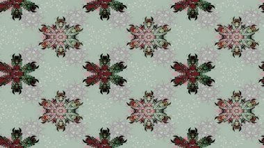 Renkli desenli eskiz deseni, gri ve siyah çiçekler ve dekoratif elementler. Kumaş, tekstil, duvar kağıdı baskısı için. Raster illüstrasyonu. Eskiz geçmişi. Antika retro tarzı.