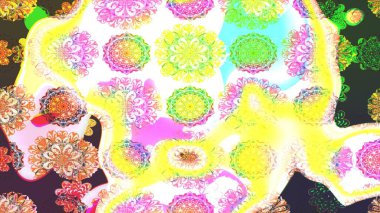 Renkli Bahar Teması eskiz kalıbı. Raster illüstrasyonundaki çiçek desenli çizim. Düz Çiçek Elementleri Tasarımı. Güzel kumaş deseni.