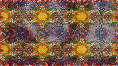 Tropik çiçek desenleri. Kahverengi ve gri renkli çiçekler. Raster illüstrasyonu.