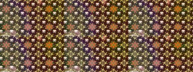 Raster illüstrasyonu. Çiçek desenli eskiz, darbeler, sıçramalar, yaz çiçekleri. Kahverengi renkte çiçekler.