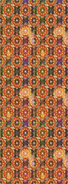 Kahverengi ve turuncu renklerde altın tekrarlayan elementlerle soyut arkaplan. Kusursuz oryantal klasik altın desen.