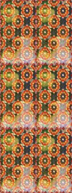 Barok tarzında altın çiçekli süs. Damask kusursuz yinelenen arkaplan. Doku arka planında altın duvar kâğıdı. Turuncu ve kahverengi renklerde altın element.