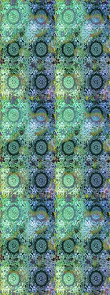 El yapımı dekoratif çerçeve, albüm kapağı, tebrik kartı, klasik Art deco tarzı. Raster soyut çiçek çelengi altın karalama fantezi yaprakları ve mavi ve yeşil renkte çiçek.