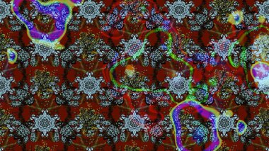 Kahverengi ve kırmızı renkte çiçekler. Hediye ambalaj kağıdı, tebrik kartları, posterler ve pankart tasarımı. Raster düz çiçek çizim deseni.