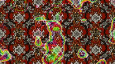 Renkli Bahar Teması eskiz kalıbı. Çiçek deseni. Raster illüstrasyonu. Chichi 'nin kumaş kalıbını çiz. Düz Çiçek Elementleri Tasarımı.