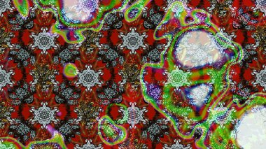 Eskiz geçmişi. Miles Fleur, süslü püslü bir süs. Eski usul. Tomurcukları papatya çiçekleri olan sevimli bir çiçek deseni. Raster illüstrasyonu. Kumaş, tekstil ve duvar kağıdı baskısı için..