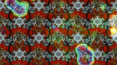 Raster illüstrasyonu. Kahverengi ve kırmızı renkte kahverengi ve kırmızı papatya deseni. Kahverengi ve kırmızı renklerde.