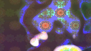 Çiçekleri, deniz kabukları, mandalaları ve suluboya efektleriyle donanma geçmişi. Eskiz modeli etnik tasarım. Yatak çarşafları, ceket, paket tasarımı, kumaş ve moda kavramları için tekstil baskısı.