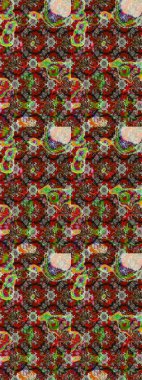 Kahverengi ve kırmızı renkte çiçekler. Şatafatlı bahar bahçesi dokusu. Çiçek deseni. Kahverengi ve kırmızı renkte çiçek çizimi. Raster illüstrasyonu.