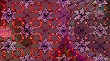 Halk tarzı. Moda baskıları için zarif bir şablon. Parlak renkli çiçekleri ve kahverengi ve mor renkli yaprakları olan harika bir çiçek deseni. Modern çiçek arkaplanı.