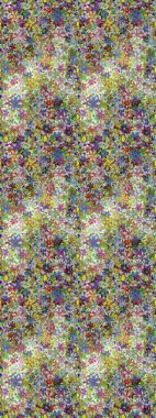 Raster illüstrasyonu. Raster deseni. Patlayan çiçekler soyut olarak yerleştirilmiş. Tarafsız ve gri renklerde bahar çiçekleri.