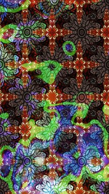 Kahverengi ve siyah renkli küçük çiçekler ve kahverengi ve siyah renkli komik böcekler, raster deseni, illüstrasyon.