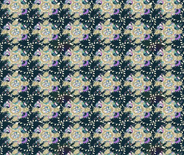 Raster illüstrasyonundaki çiçek desenli çizim. Suluboya tarzında mavi renkte çiçekler.