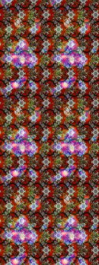 Raster illüstrasyonundaki çiçek desenli çizim. Kahverengi ve kırmızı renkte çiçekler.