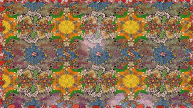 Güzel kumaş deseni. Düz Çiçek Elementleri Tasarımı. Renkli Yaz Temalı eskiz kalıbı. Raster illüstrasyonunda çiçek deseni çizimi.