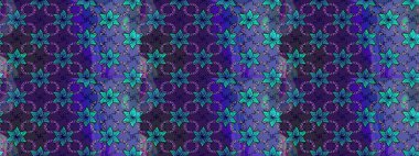 Egzotik çiçekler, mor ve mavi renkler üzerine botanik, parlak klasik doğa. Raster illüstrasyonu. Klasik tropikal doğal elementlerin suluboya seti.