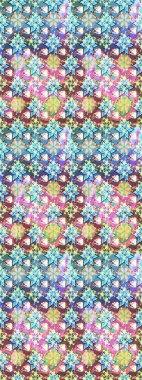 Raster illüstrasyonu. Mavi renklerde. Raster illüstrasyonundaki çiçek desenli çizim. Güzel kumaş deseni.