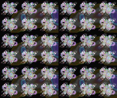 Modaya uygun kumaş deseni. Sevimli çiçek raster deseni. Renkli Yaz Temalı eskiz kalıbı. Düz Çiçek Elementleri Tasarımı.