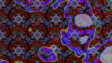 Düz Çiçek Elementleri Tasarım Raster illüstrasyonu. Çiçek desenli eskiz. Renkli Bahar Teması eskiz kalıbı. Kahverengi ve gri renkte çiçekler.