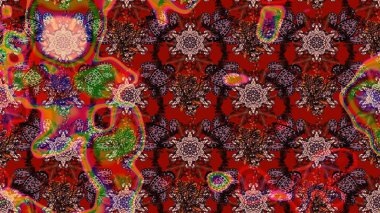 Chichi 'nin kumaş kalıbını çiz. Raster illüstrasyonu. Düz Çiçek Elementleri Tasarımı. Renkli Bahar Teması eskiz kalıbı. Çiçek deseni.