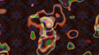 Raster illüstrasyonu. 3D çiçekler, eskiz. Kahverengi ve siyah renklerde.