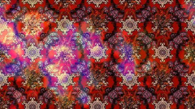 Raster düz çiçek çizim deseni. Hediye ambalaj kağıdı, tebrik kartları, posterler ve pankart tasarımı. Kahverengi ve kırmızı renkte çiçekler.