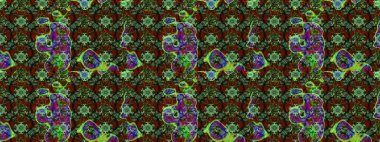 Çiçekli çiçek deseni, suluboya. Yeşil ve kahverengi renkli çiçekler. Renkli Bahar Teması eskiz kalıbı. Düz Çiçek Elementleri Tasarımı. Raster illüstrasyonu.