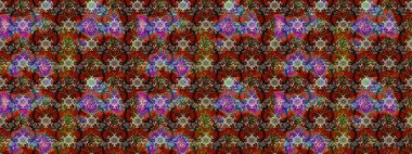 Parlak çiçekli halı deseni kahverengi ve kırmızı renklerde..