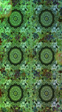 Raster geleneksel, yeşil ve gri renklerde kusursuz desen. Barok tarzında kusursuz bir doğulu süsü..