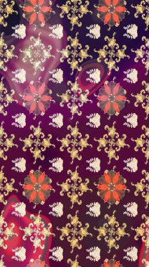 Çizim çiçek deseni duvar kâğıdı olarak kullanılabilir. Raster illüstrasyonu. Mor ve bej renkte çiçekler.