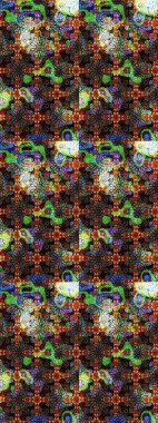 Çiçek ve yapraklı karalama şeklinde Raster çiçek deseni. Raster illüstrasyonu. Yumuşak, bahar çiçekleri kahverengi ve siyah renklerde.