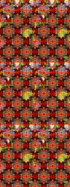 Kırmızı ve bej renkli çiçekler. Düz Çiçek Elementleri Tasarımı. Renkli Bahar Teması eskiz kalıbı. Sevimli çiçek raster deseni.