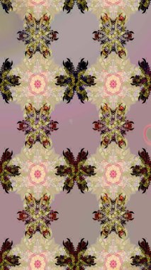 Bej arka planda. Tekstil, kumaş, ambalaj, hatıra defteri için hoş bir çiçek arkaplanı. Çocuksu tasarım. Elle çizilmiş karalama çiçekleri ile Raster çizim deseni.