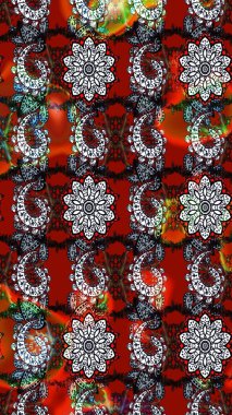 Modern gelişim kırmızı ve gri raster arka plan duvar kağıdı çizimi klasik çizgili desenli desenli çiçekler, çiçekli süsler. Çiçekli el çizimi çizimi deseni.