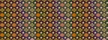 Raster suluboya çiçek deseni, narin çiçekler, kahverengi ve yeşil çiçekler, tebrik kartı şablonu. Güzel kumaş deseni.