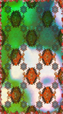 Yeşil ve nötr renklerde çiçeklerle kusursuz çiçek deseni. Çiçekler suluboya tarzında yeşil ve nötr renklerde.