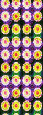 Renkli Bahar Teması eskiz kalıbı. Düz Çiçek Elementleri Tasarımı. Güzel çiçek deseni. Sarı renkte çiçekler.