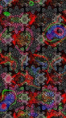 Raster illüstrasyonu. Küçük çiçekteki sevimli çiçek deseni. Nazik, yaz çiçekleri siyah ve gri renklerde. Raster deseni.