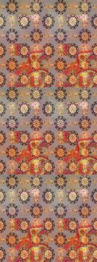 Çiçekleri, deniz kabukları, mandalaları ve suluboya efektleriyle donanma geçmişi. Yatak çarşafları, ceket, paket tasarımı, kumaş ve moda kavramları için tekstil baskısı. Çizim kalıbı etnik tasarım.