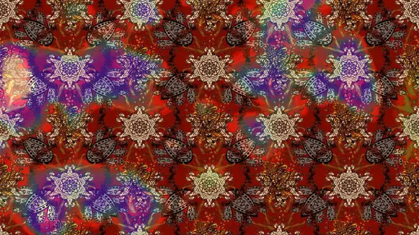 Çiçekli karalama şeklinde Raster çiçek deseni. Kahverengi ve kırmızı renkte çiçekler. Nazik, narin çiçek arkaplanı.