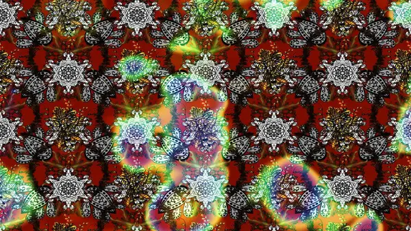 Raster illüstrasyonundaki çiçek desenli çizim. Düz Çiçek Elementleri Tasarımı. Güzel kumaş deseni. Renkli Bahar Teması çizim şablonu.