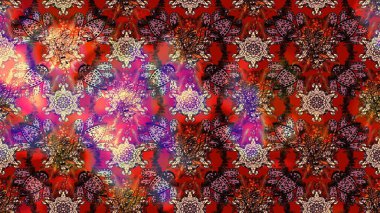 Raster düz çiçek çizim deseni. Hediye ambalaj kağıdı, tebrik kartları, posterler ve pankart tasarımı. Kahverengi ve kırmızı renkte çiçekler.