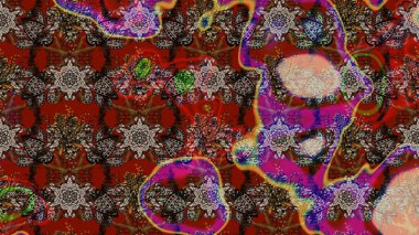 Kumaş, duvar kağıdı ve kağıt üzerine baskı yapmak için gelişen arka plan. Moda arka planında parlak buketler. Eski usul küçük çiçekli şirin bir eskiz deseni. Raster illüstrasyonu.