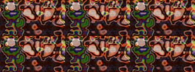 Sevimli çiçek raster deseni. Kahverengi ve yeşil renkli çiçekler. Renkli Bahar Teması eskiz kalıbı. Düz Çiçek Elementleri Tasarımı.